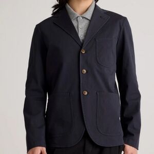 NWT Quince Organic Cotton Stretch Blazer Navy Blue Sz S